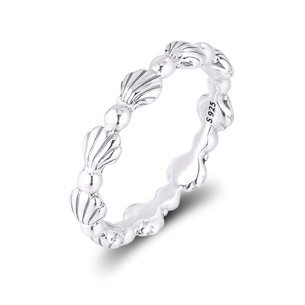 PANDOCCI 2020 Summer Beaded Seashell Band Ring for Women 925 Silver DIY Fits for Original Pandora Bracelets Charm Fashion Jewelry (52#)