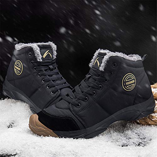UPSOLO Mens Ankle Snow Booties Backpacking Hiking Boots Warm Soft Sole Comfortable Extra Wide Width Thicken Lightweight Walking Casual Sneakers(6118 Black 44)