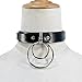HOMELEX Black 90s Gothic Metal O-Ring Leather Collar Choker Necklace for Girls(LN15)