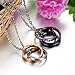 Dixivi Jewelry a Pair Valentine Couple Matching Interlocking Double Rings Engraved Promise Necklace Sets