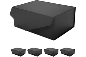 JINGUAN 5 Black Gift Boxes with Lids for Presents, Magnetic Closure Rectangle Collapsible Gift Boxes, Groomsman Proposal Boxes, Wedding, Birthday Gift Packaging (9x6.5x3.8 Inches)