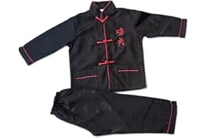 Boys Girls Chinese Traditional Pants Set Teen Button Down Satin 𝗦ilk Shirts 𝗟unar Chinese New Year Cozy Pants Set