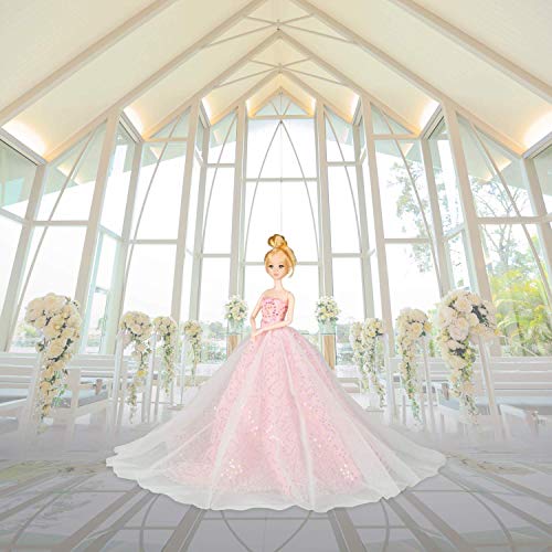 Abree 3 Stück Kleider Set Abendkleid Ballkleid Prinzessin Kleidung Dress Bekleidung mit Brautschleier für Puppen Weihnachten Party Geschenke (A) – Bild 5