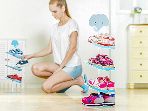 LUCKSTAR Shoes Rack,Cartoon Pattern Stand Shoes Rack for Kid Storage Organizer Shoes Stand Shelf for Kid and Children (Elephant)