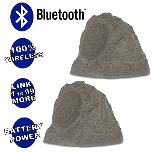 Theater Solutions by Goldwood B63GR Wireless Rechargeable Bluetooth Outdoor 6.5 Inch Rock Speaker System – Slate Gray… - Image 2