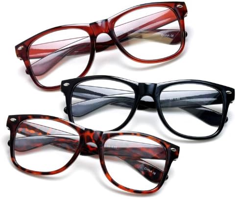 Newbee Fashion - IG Wayfarer Style Comfortable Stylish Simple Reading Glasses, 3 Pack - Black, Brown, Tortoise