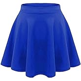 Loxdonz Girls Kids Casual Mini Stretch Waist Flared Plain Pleated Skater Skirt