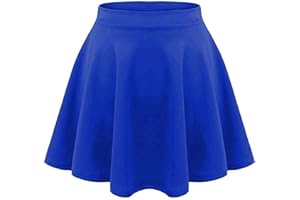 Loxdonz Girls Kids Casual Mini Stretch Waist Flared Plain Pleated Skater Skirt
