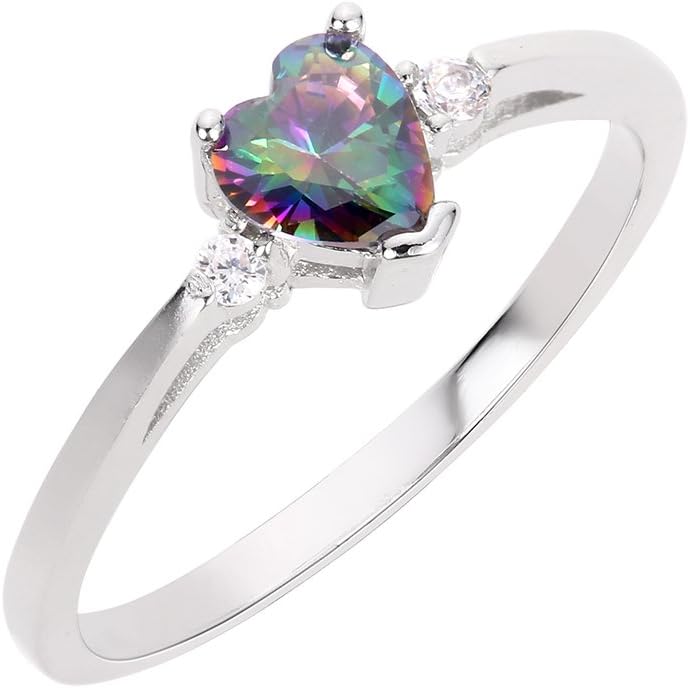 CloseoutWarehouse Cubic Zirconia Heart Promise Ring Sterling Silver (Color Options Size 3-15)