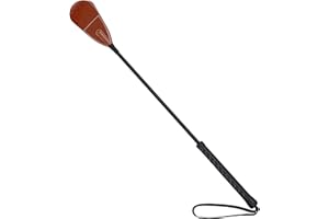 TRYOLOVE Genuine Leather Horse Riding Crop, 21.26" Brown Equestrian Whip for Dressage, Training & Horse Shows | Handcrafted Leather Equestrian Crop with Ergonomic Grip | Standard Dressage Whip