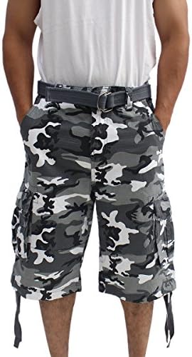 LA GateMens Big and Tall Belted up to size 50 Cargo Short