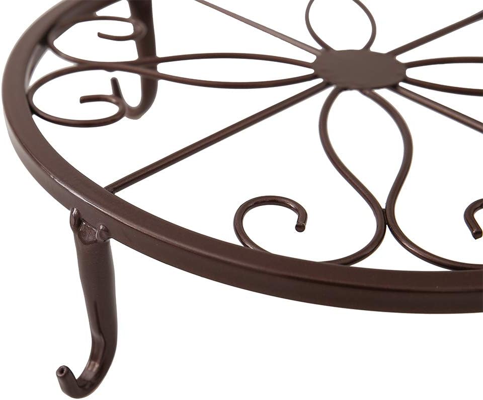 TYZ Metal Potted Plant Stand Floor Flower Pot Holder Decorative Pot Trivet Set of 3 (Brown) : Garden & Outdoor