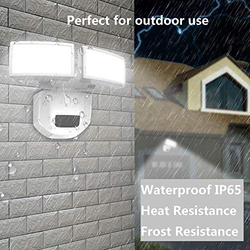 FUDESY 36W Dual-Head LED White Motion Sensor Security Light with Remote Control, Dust to Dawn Photocell, Microwave/Radar Detector Motion Sensor, Waterproof, Flood Light, 4000K Daylight - Thumbnail 6