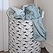 Org Store Cotton Fabric Collapsible Laundry Basket Dirty Clothes Hamper - Perfect for College Dorms, Kids Room & Bathroom (Whale Patterned)