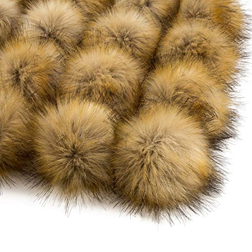 24 Pieces Faux Fur Pom Pom Balls Fur Fluffy Pompom Ball with Elastic Loop for Hats Shoes Scarves Gloves Scarves Bag Key Chain Charms Accessories(Faux Mink Fur Color/12 Pairs) (Faux Mink Fur Color)