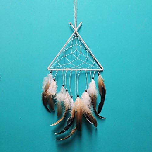 WCHUANG Triangle Dream Catcher Feathers Wall Hanging Home Decor Ornament Wedding Party Favor, Baby Shower, Birthday Gift, Pink