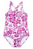 Sociala Little Big Girls Floral One Piece Swimsuit Criss Cross Back Swimwear