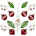KINGYEE Christmas Glass Miniature Ornaments and Tree Topper Set of 15 Mini Tree Decorations Set for Tabletop Desktop Tree Wedding Centerpiece