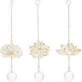 Homoyoyo Lotus Ceiling Fan Pull Chains, 3pcs Decorative Fan Pull Chain Pendant Extensions Crystal Ball Fan Pull Chain Extender with Crystal Pendants