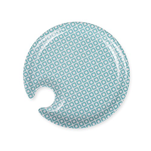 Set of 4 APPETIZER PLATES - 7" Melamine Plates with WINE GLASS HOLDER for Parties and Entertaining - Great for Appetizers, Salads or Desserts - Lightweight and Dishwasher Safe (Summer)