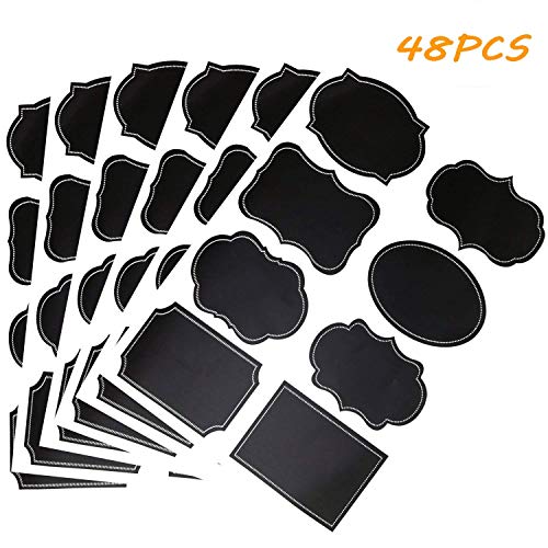 Top label Chalkboard Labels Set 48 Art Lace Reusable Waterproof Stickers,8 Styles Label Sticker for Jars, Party,Crafts Rooms, Weddings and Organize Your Home & Kitchen,Free a White Erasable Chalk