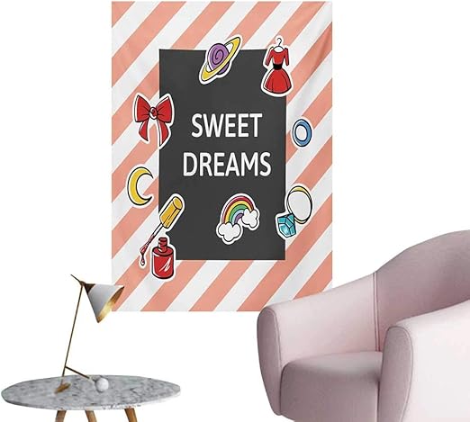 Amazon Anzhutwelve Sweet Dreams アートステッカー 斜めストライプの背景 フレーム付き フェミニンなファッション Iconsマルチカラー 幅20 X長さ28 クールなポスター アートフレーム ポスター オンライン通販