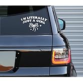 Printbeat I'm litarelly just a Girl Decal – Indoor and Outdoor use | White Vinyl Sticker | Bumpers Notebooks Truck Window Laptop| Easy Use for Car, Van & Bike | 4.5" x 2.6"