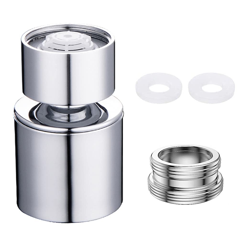 360 Swivel Tap Aerator Universal M24/M22 Water Saving Filter 2 Water Outlet Modes Anti-Splash Filter Faucet for Bathroom Sink with Nozzle Adapter