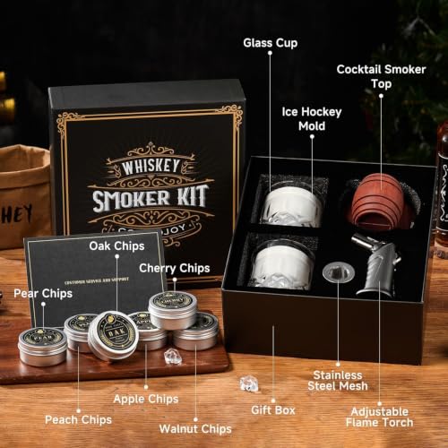 Kit Para Defumar Whisky Com Tocha E 6 Sabores Aromáticos | Kit Para Defumar Coquetéis Fashioned Presente Para Homens E Pais