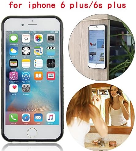 Accessory Crunch Anti-Gravity Selfie Case for iPhone 6/6S Plus, Hands Free Nano Suction Stick to Glass, Tile, Car GPS, Most Smooth Surface (Black 5.5")