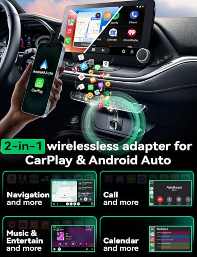 Mavlou Wireless Carplay & Android Auto Adapter, Metal Design Mini & Stable 2-in-1 Dongle, Convert Vehicle's Wired CarPlay/AA to Wireless, for iOS 10+/Android 11+ & Cars from 2016 (Gray)