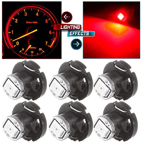 CCIYU 6 Pack Red T4/T4.2 Neo Wedge 2835 SMD LED Climate Bulbs HVAC Control Panel Light For 2002-2011 Toyota Camry Matrix Tacoma Corolla