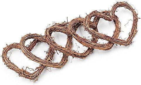 Jia Hu 5PCS Grapevine Rattan Heart for Home Decoration, Wedding, Garden, Christmas Party 20CM