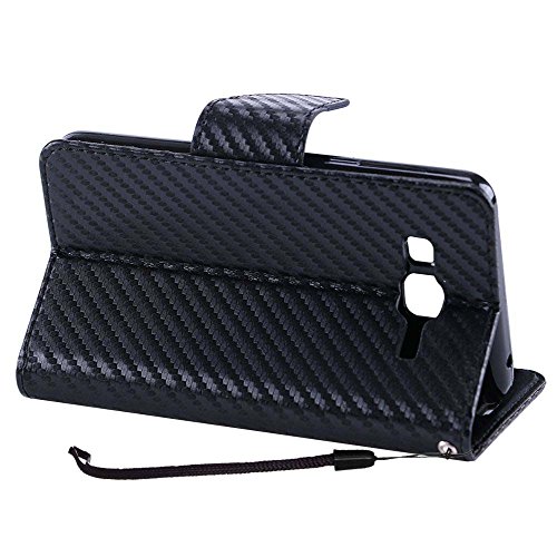 image for Express Wireless Tempered Glass+PU Leather Flip Wallet Carbon Fiber Te
