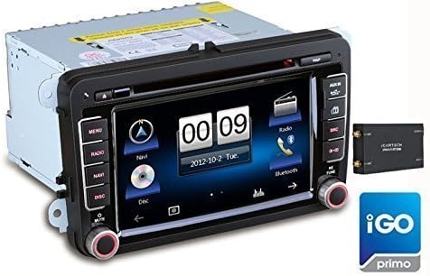 Car Radio DVD Player for VW/SEAT/SKODA – Aurora V7 7 Inch Multimedia Navigation System with iGO Primo Premium Navigation and DVB-T Digital Television TMC Ready – Bluetooth with abc search/GPS Navigation/DAB + Ready – iMode Voice Control – Expandable with iMatch Products DVR Camera (Blackbox) 2x Rear USB 1x Front USB/SD/Micro SD
