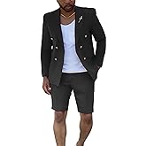 Shorts Suits for Men 2 Piece Slim Fit Double Breasted Mens Shorts Suit Set Casual Prom Summer Beach Wedding Tuxedos