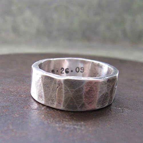 8 mm Custom Rustic Wedding Band, Sterling Silver