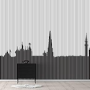 Wall Murals for Bedroom Abstract Black and White Building Removable Wallpaper Peel and Stick Wall Stickers - 66x96 inches