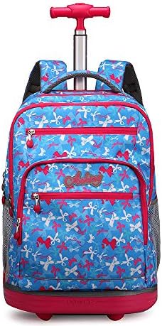 AUNLPB Backpack Fits 18 Inch Laptop, Rolling Backpack with Wheels for Girl School College Wheeled Laptop Book Bag Business Travel