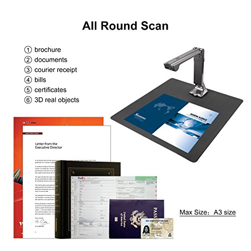 Eloam Portable USB Document Camera Scanner S600 with,A3 Capture Size,5 MegaPixel CMOS, High-Definition Digital Visual Presenter