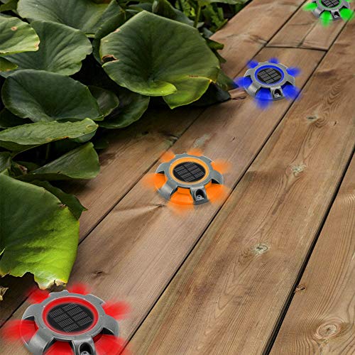 CHINLY Solar Driveway Lights LED Deck Dock Light Step Lighting Waterproof for Outdoor Pathway Garden Ground Yard Walkway Stair Markers 8pcs (RGBY) - Thumbnail 6