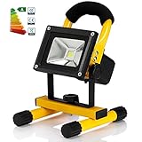 Goodee 10w Portable Cordless LED Light Rechargeable Floodlight, 100W Halogen Bulb Equivalent, 900lm, 5600mAh Battery,adapter and Car Charger Included,Ip65 Waterproof Spotlights