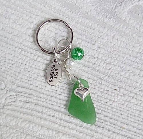 Best friends sea glass key chain