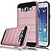 Galaxy J5 Case, Kmall 2in1 [Metal Brushed Texture] Impact Resistant Heavy Duty Hybrid Dual Layer Full-Body Shockproof Protective Cover Skin Shell For Samsung Galaxy J5 J500H J500M [Rose Gold]