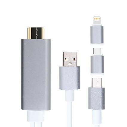 Adaptador HDMI para iPhone/Android, ZIKO 2 m/6.5ft 3 en 1 Micro ...