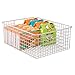 mDesign Farmhouse Decor Metal Wire Food Organizer Storage Bin Baskets with Handles for Kitchen Cabinets, Pantry, Bathroom, Laundry Room, Closets, Garage - Satin