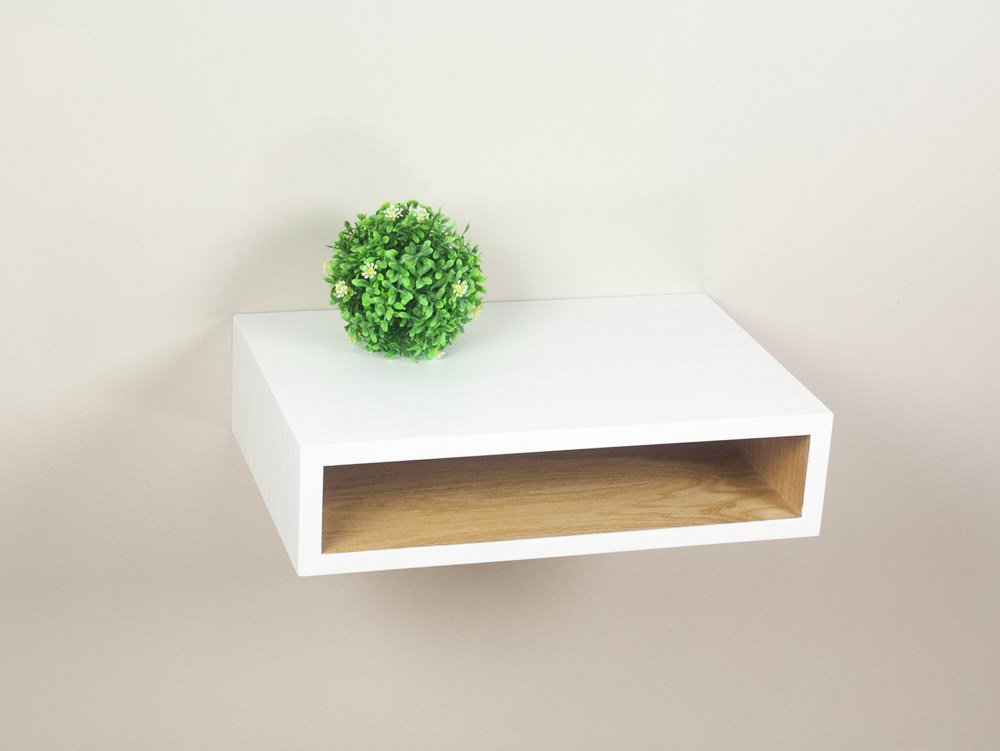 White Floating Nightstand Handmade