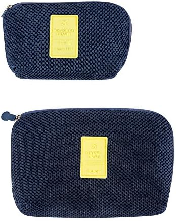 Accessories Bag as Makeup Bag Electronics Organizer Medicines Pouch Shockproof Nylon Fabric Travel Organizer Bag for Toiletries Trip Gadgets Organizer Pouch Set of 2 by Keeact (Navy Blue)