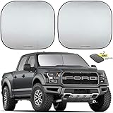 Autoamerics Windshield Sun Shade - Large Size - 2 Piece of Foldable 33'x36.5' Car Front Window Sunshade - Visor Reflector - Fits Big SUV Truck and Tesla - Blocks Max UV Rays - Keeps Your Vehicle Cool