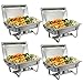 ZenChef Upgraded 8 Qt Stainless Steel Chafer, Full Size Chafer, Chafing Dish w/Water Pan, Food Pan, Alcohol Furnace and Lid (Pack of 4)
